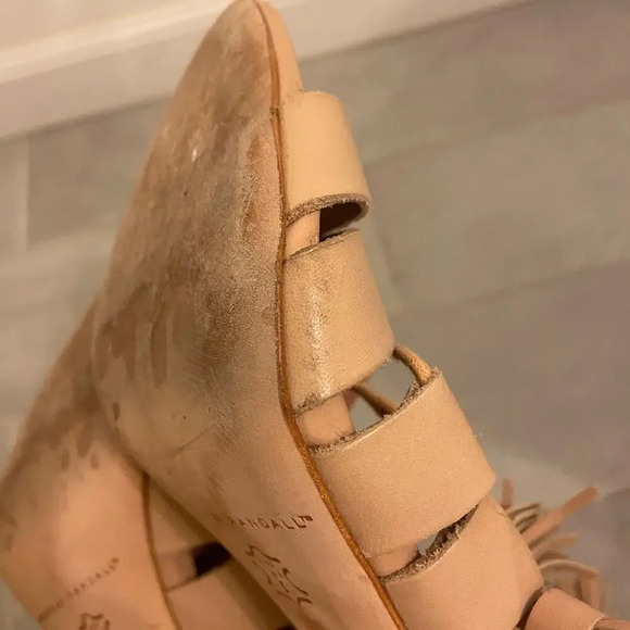 Loeffler Randall Tasseled Lace Up Leather Sandals Wheat Tan Size 8 - Picture 10 of 11